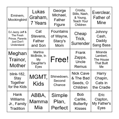 Family Bingo Card