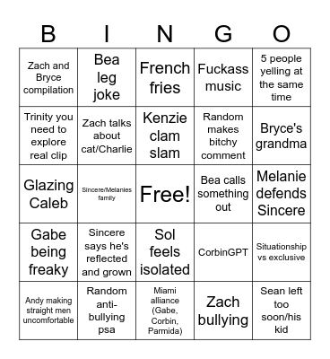Lobe Island Reunion Bingo Card