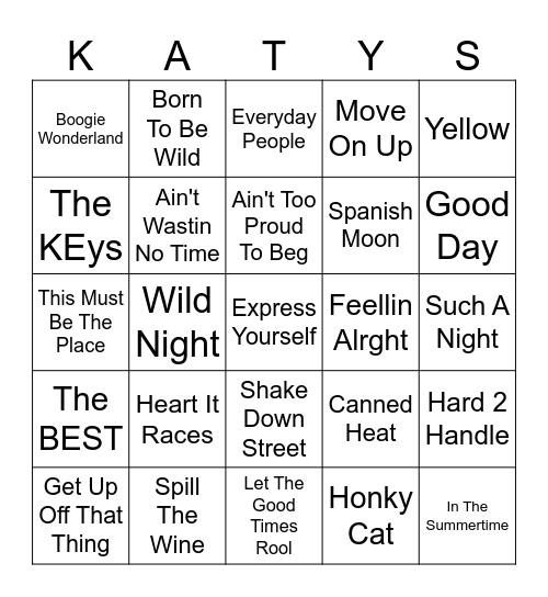 Born 2 Be Wild Bingo Card