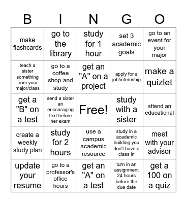 ACADEMIC BINGO FALL 2026 Bingo Card