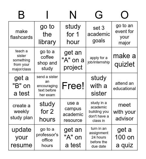 ACADEMIC BINGO FALL 2026 Bingo Card