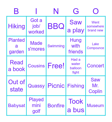 SUMMER 2026 BINGO Card
