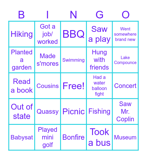 SUMMER 2026 BINGO Card