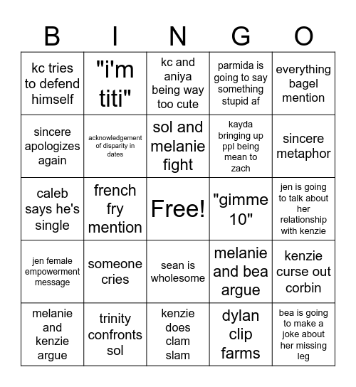 love island reunion Bingo Card