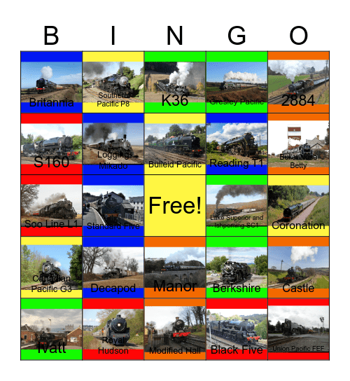 The Union Pacific 844 and other Steam Engines that I would like to take a nice photograph while Laurie passed away one day Bingo Card