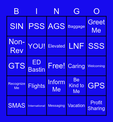 DELTA AIR LINES Bingo Card