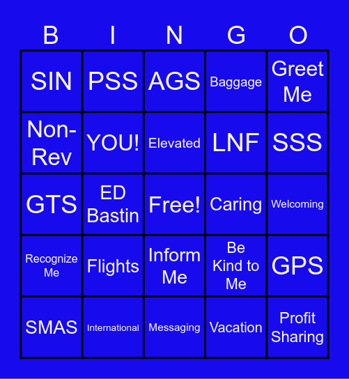DELTA AIR LINES Bingo Card