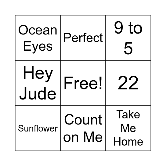 Music Bingo Card