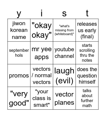 big yee bingo Card