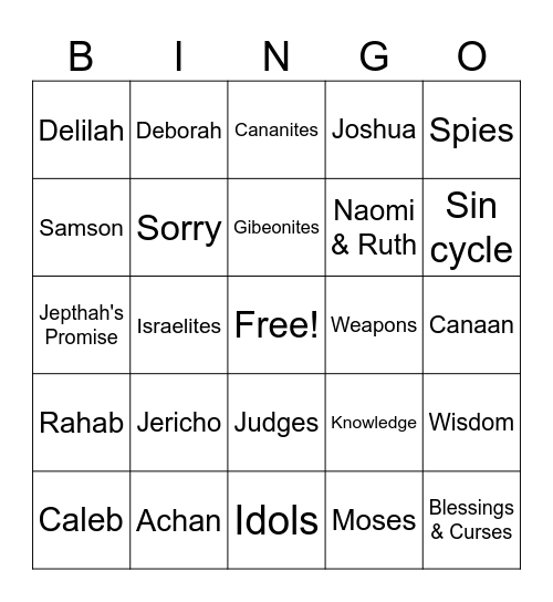God Helping his People Bingo Card