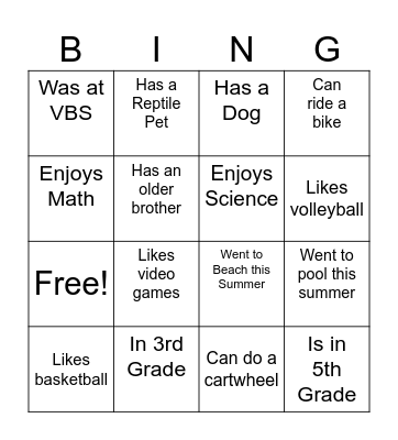 T & T Bingo - "Find Someone Who..." Bingo Card