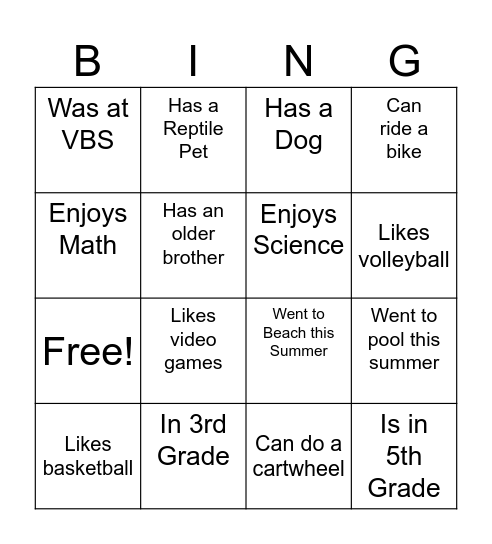 T & T Bingo - "Find Someone Who..." Bingo Card