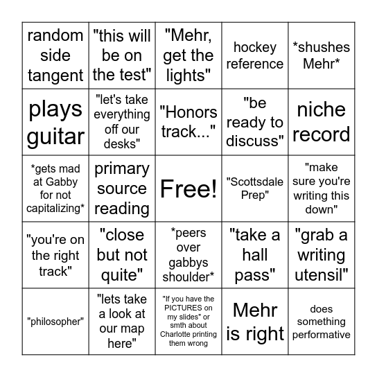 MR CAULEY BINGO Card