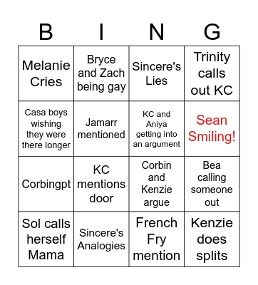 Love Island Bingo Card