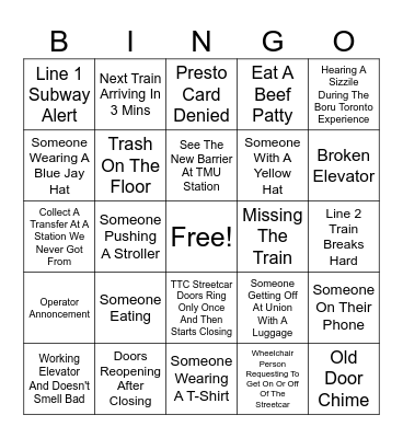 TTC Bingo - September 4th Bingo Card