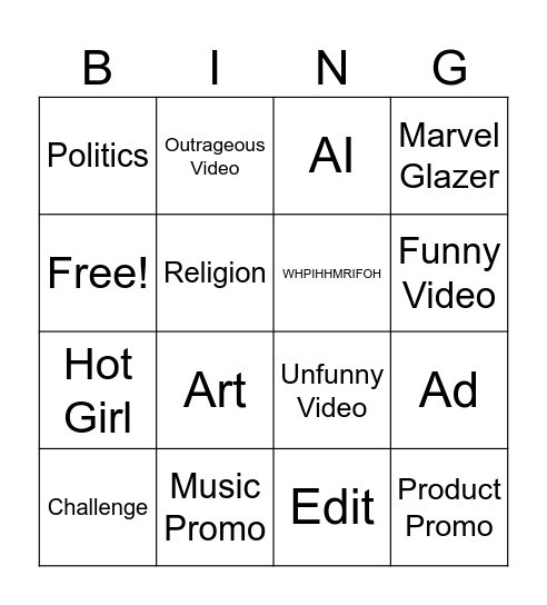 TikTok Bingo Card