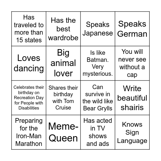 Find the Senior Bingo Card