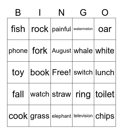 August week4 Bingo Card