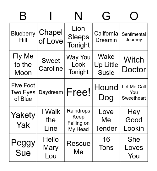 Singo Game 5 Bingo Card