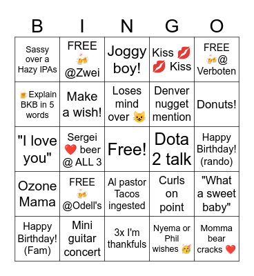 Sergei's 🥳 Bingo Card