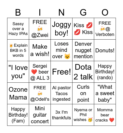 Sergei's 🥳 Bingo Card