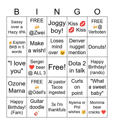 Sergei's 🥳 Bingo Card