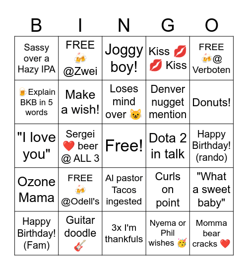 Sergei's 🥳 Bingo Card