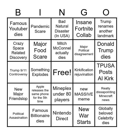 September Bingo Card
