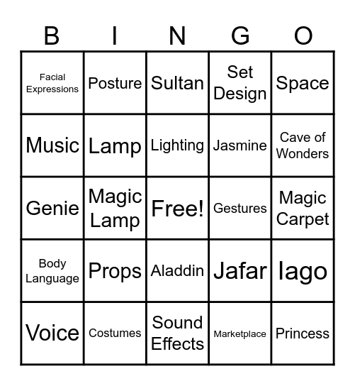 Elements of Drama Bingo Card