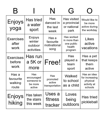 GET TO KNOW YOU Bingo Card