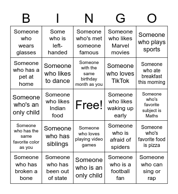 Human Bingo Card