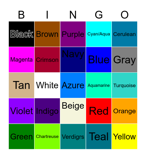 Color Bingo I Bingo Card