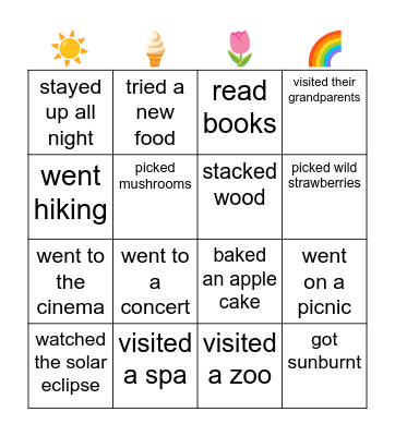Classmate summer bingo - find someone who... Bingo Card