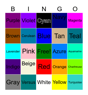 Color Bingo I Bingo Card