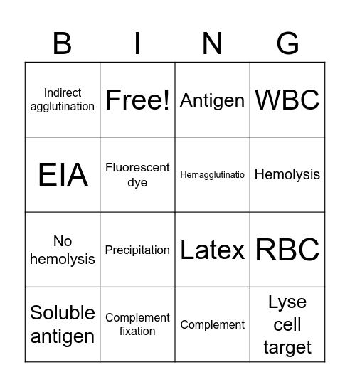 Immune bing Bingo Card