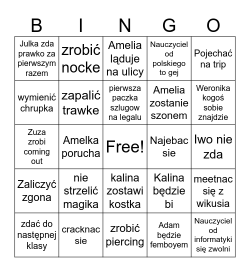 Bingo na 2027 Bingo Card