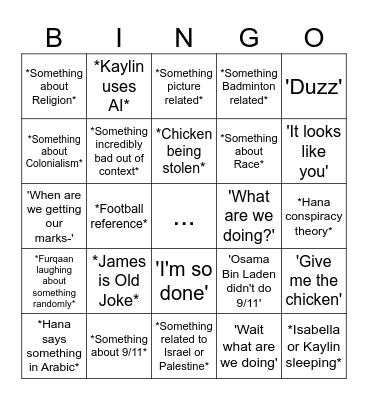 History Bingo Card