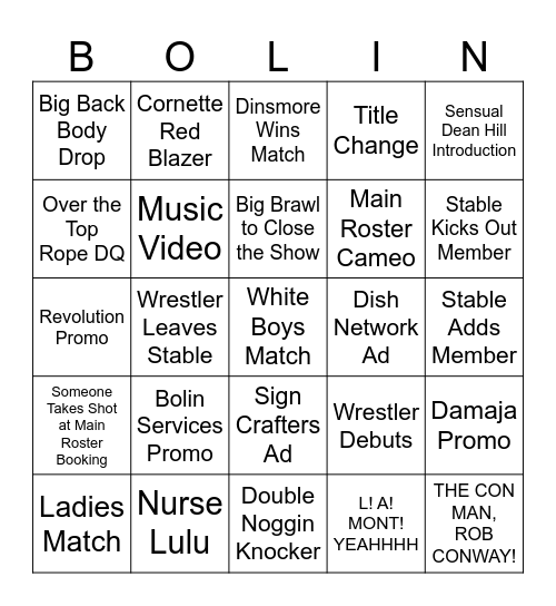 2003 OVW BINGO Card