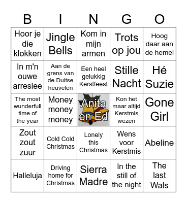 Anita en Ed Kerst Bingo Card