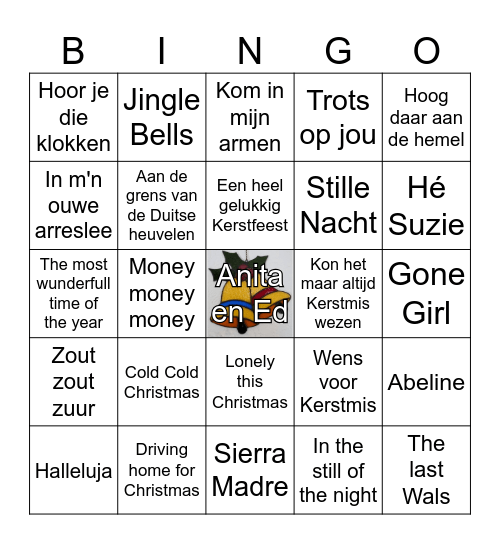 Anita en Ed Kerst Bingo Card