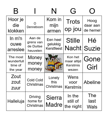 Anita en Ed Kerst Bingo Card