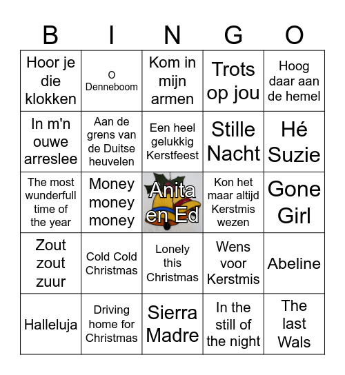 Anita en Ed Kerst Bingo Card