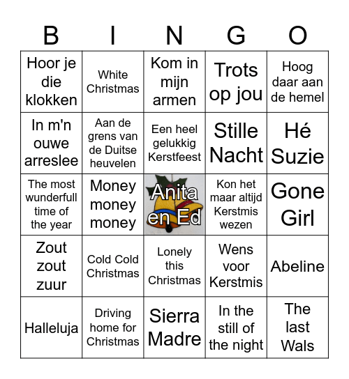 Anita en Ed Kerst Bingo Card