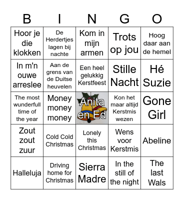 Anita en Ed Kerst Bingo Card