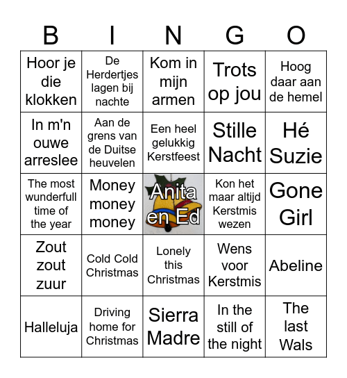 Anita en Ed Kerst Bingo Card