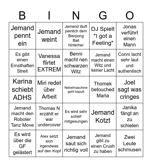 Sommerfest Bingo Card