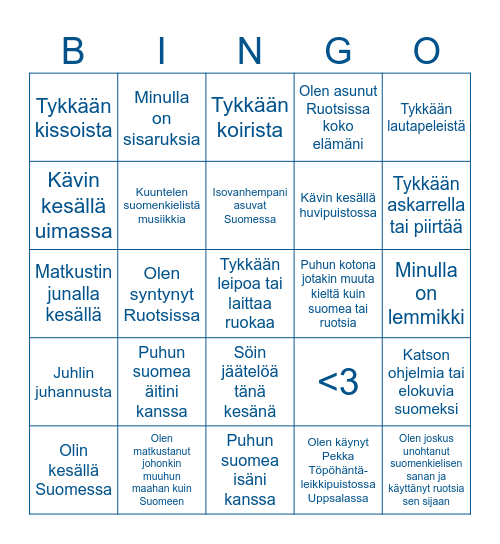 TUTUSTUMISBINGO Card
