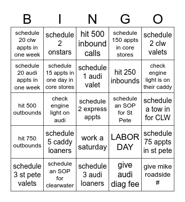 SEPTEMBER Bingo Card