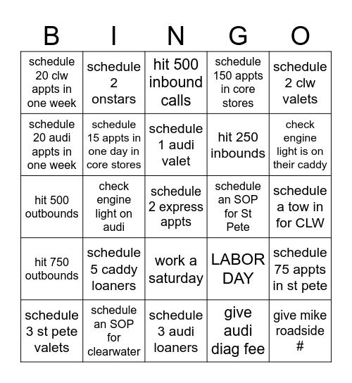 SEPTEMBER Bingo Card