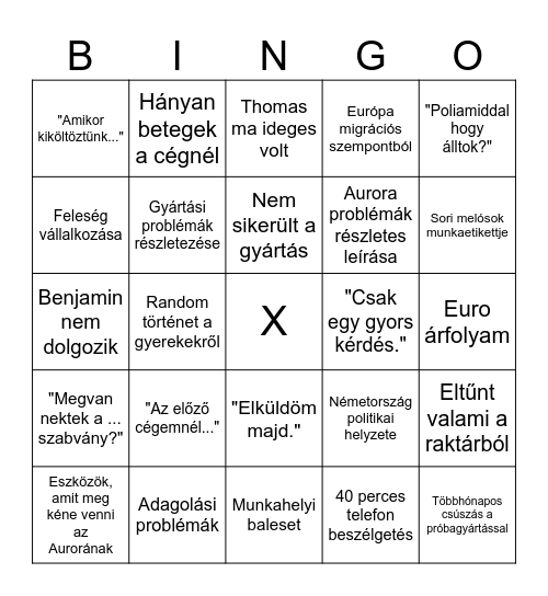 Attila Bingo Card